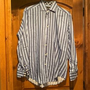 Mens blue striped Neiman Marcus button down!